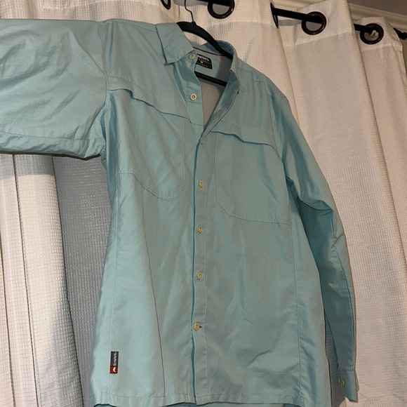 SIMMS FISHING LONG SLEEVE SHIRT. TURQUOISE BUTTON DOWN. SIZE MEDIUM. ZERO WEAR. - Picture 3 of 7